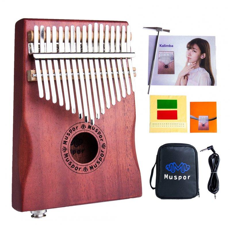 Cables & Connectors | 17-Key EQ Kalimba Mahogany Professional Electric Finger Thumb Piano With Bag and Audio Cable Wood color Cables & Connectors Cables & Connectors