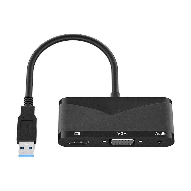 Cables & Connectors | 3 In 1 Hub Converter Usb 3.0 To Hd-mi-compatible Vga 1080p Hd Adapter Compatible For Windows7/8/10/11 / Os Projector black Cables & Connectors Black