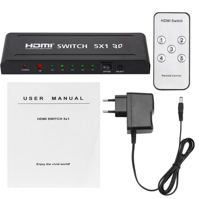 Cables & Connectors | 3D 1080p 5-port 5-in-1 HDMI Audio Video Converter Switch with Remote Control for PC DVD Projector Cables & Connectors Cables & Connectors