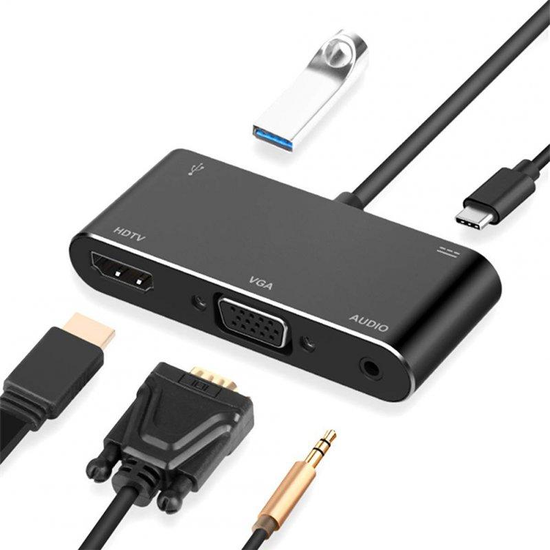 Cables & Connectors | 5 in 1 USB Type-C to HDMI VGA Audio Adapter Converter black Cables & Connectors Black