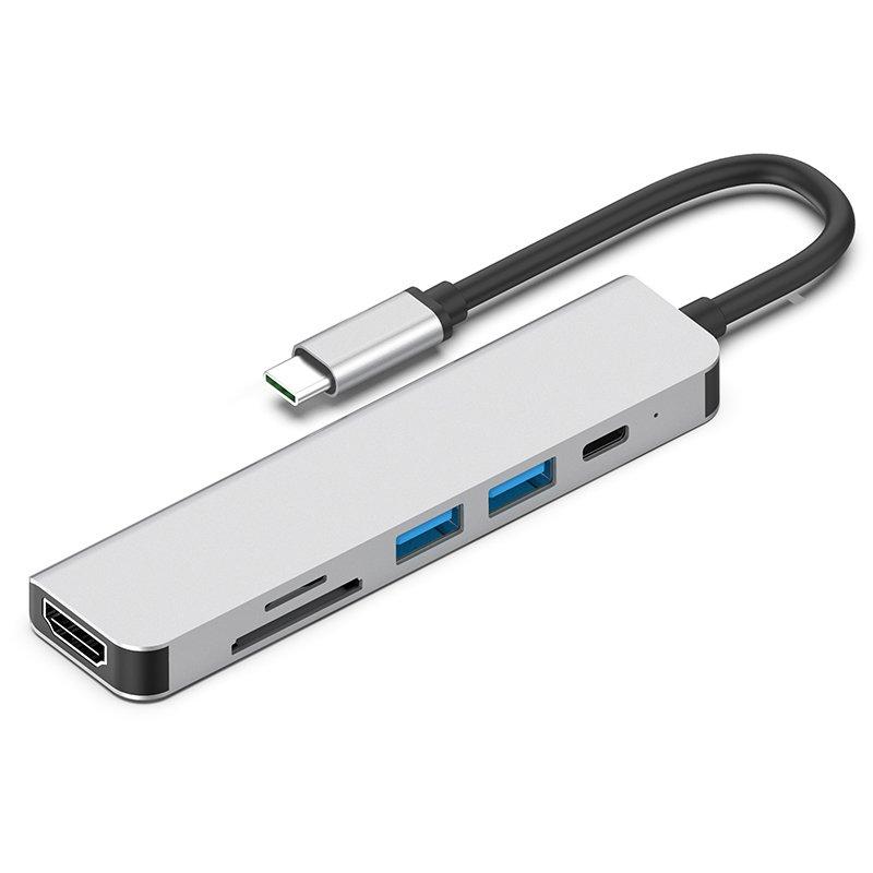 Cables & Connectors | 6in1 Type C to 4K HDMI 87W High-Speed PD Charging USB3.1 Hub 6 in 1 Docking Station Silver Cables & Connectors Cables & Connectors