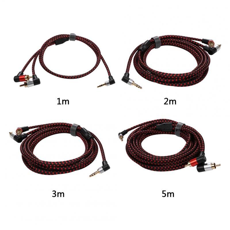 Cables & Connectors | Braided 90degree 3.5mm jack to 2RCA Audio Cable Wrapped Shielded For Speakers Amplifier Mixer Cables & Connectors 2m