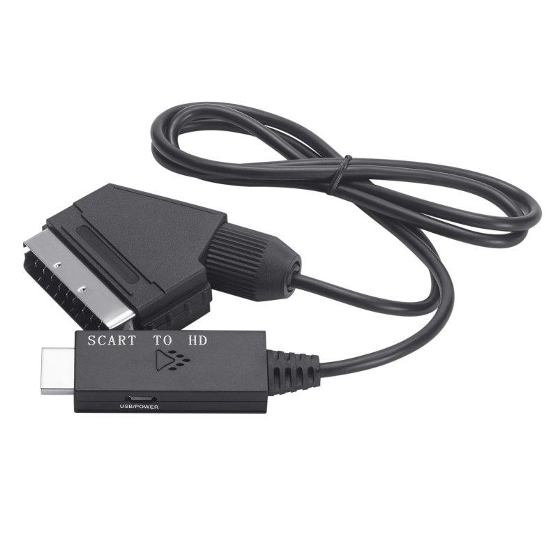 Electronic Accessories | Scart To Hdmi Converter Cable Audio Video Adapter Conversion Cable 1m For Hdtv Stb Vhs Dvd black Electronic Accessories Black